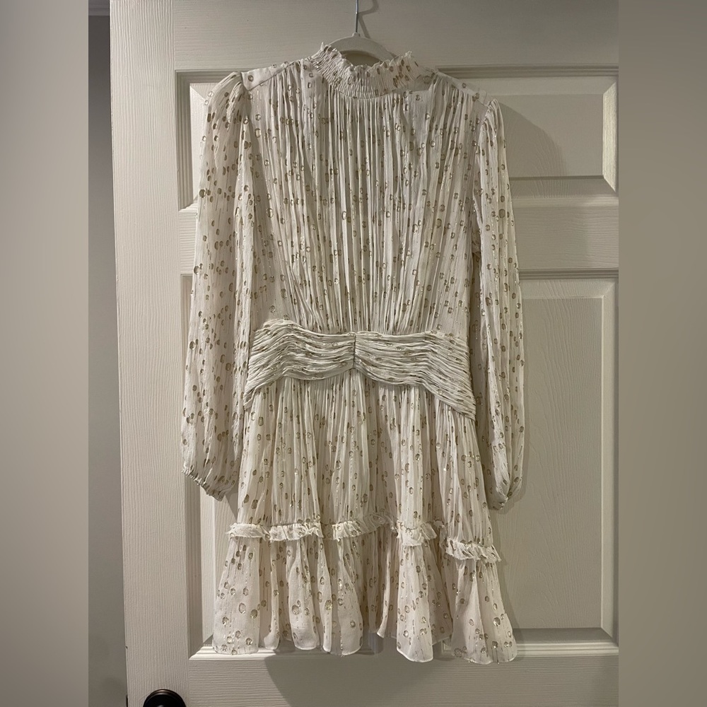Monique Lhuillier Metallic Fil Coupe Minidress